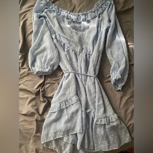 Blue long sleeve ruffle dress